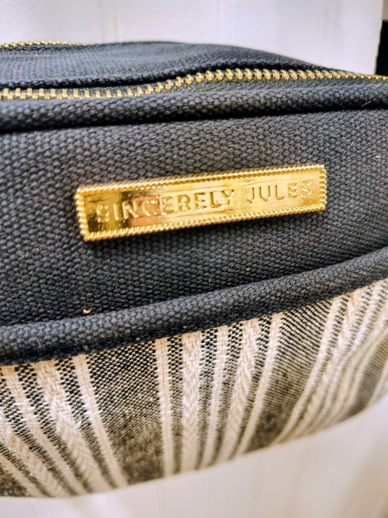 Sincerely Jules Striped Canvas Crossbody Nwt, Double Pocket, Tassel — image 4 of 8